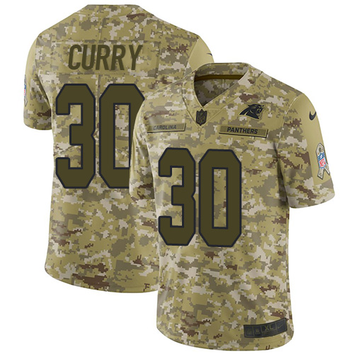 Nike Panthers #30 Stephen Curry Camo Men's Stitched NFL Limited 2018 Salute To Service Jersey