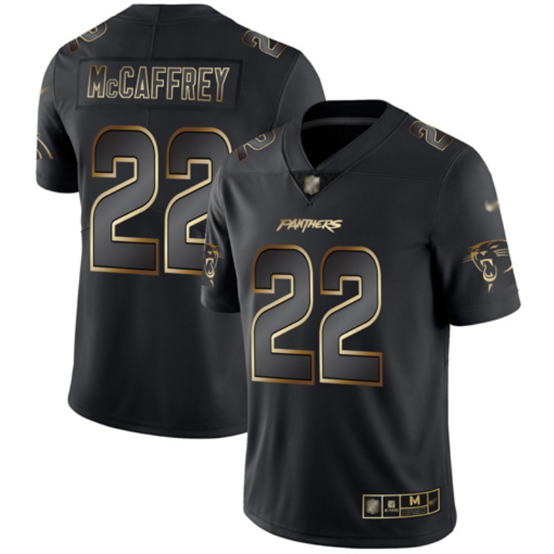 Nike Panthers #22 Christian McCaffrey Black/Gold Men's Stitched NFL Vapor Untouchable Limited Jersey