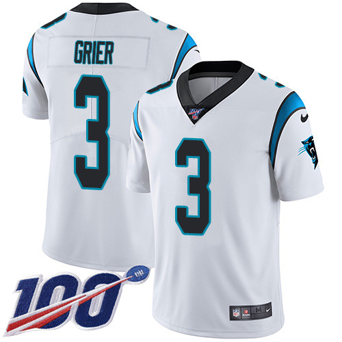 Nike Panthers #3 Will Grier White Men's Stitched NFL 100th Season Vapor Untouchable Limited Jersey