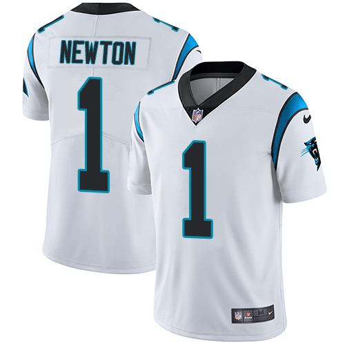 Nike Panthers #1 Cam Newton White Men's Stitched NFL Vapor Untouchable Limited Jersey