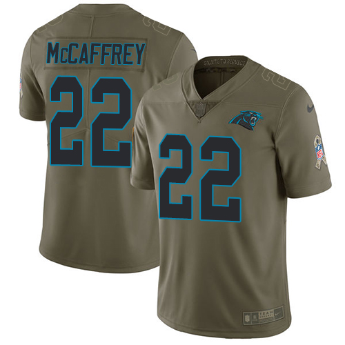 Nike Panthers #22 Christian McCaffrey Olive Men's Stitched NFL Limited 2017 Salute To Service Jersey