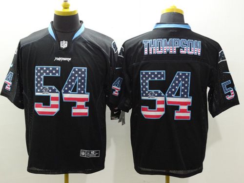 Nike Panthers #54 Shaq Thompson Black Men's Stitched NFL Elite USA Flag Fashion Jersey