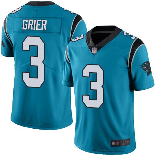 Nike Panthers #3 Will Grier Blue Men's Stitched NFL Limited Rush Jersey