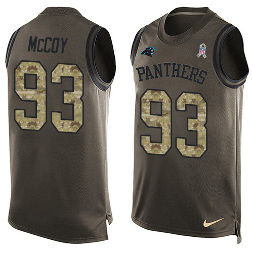 Nike Panthers #93 Gerald McCoy Green Men's Stitched NFL Limited Salute To Service Tank Top Jersey