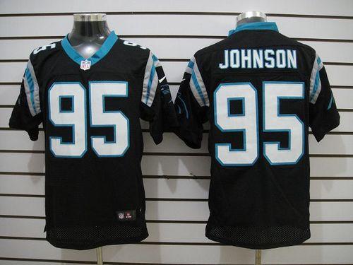 Nike Panthers #95 Charles Johnson Black Team Color Men's Stitched NFL Elite Jersey