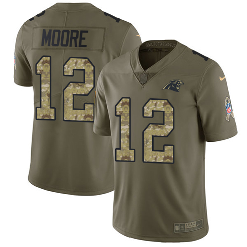 Nike Panthers #12 DJ Moore Olive/Camo Men's Stitched NFL Limited 2017 Salute To Service Jersey