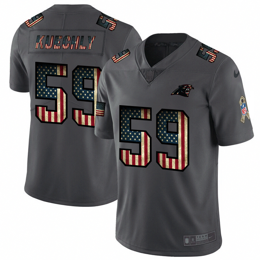 Nike Panthers #59 Luke Kuechly 2018 Salute To Service Retro USA Flag Limited NFL Jersey