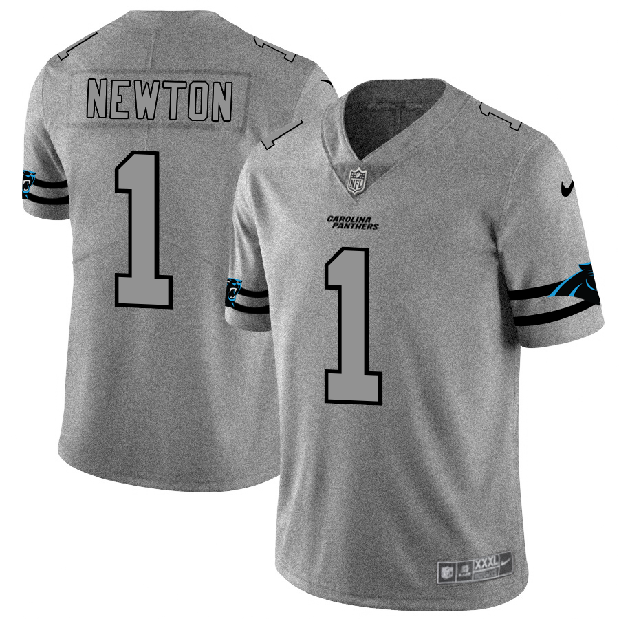 Carolina Panthers #1 Cam Newton Men's Nike Gray Gridiron II Vapor Untouchable Limited NFL Jersey