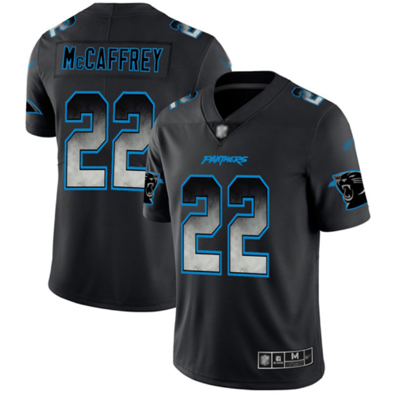 Nike Panthers #22 Christian McCaffrey Black Men's Stitched NFL Vapor Untouchable Limited Smoke Fashion Jersey