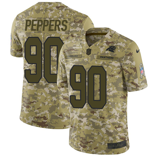 Nike Panthers #90 Julius Peppers Camo Men's Stitched NFL Limited 2018 Salute To Service Jersey