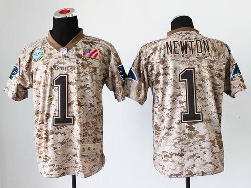Nike Panthers #1 Cam Newton Camo Men's Stitched NFL New Elite USMC Jersey