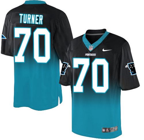 Nike Panthers #70 Trai Turner Black/Blue Men's Stitched NFL Elite Fadeaway Fashion Jersey