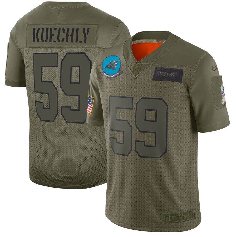 Nike Panthers #59 Luke Kuechly Camo Men's Stitched NFL Limited 2019 Salute To Service Jersey