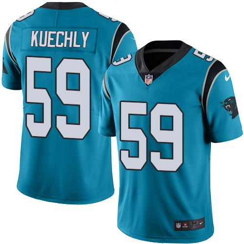 Nike Panthers #59 Luke Kuechly Blue Men's Stitched NFL Limited Rush Jersey