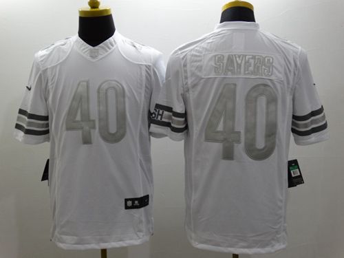 Nike Bears #40 Gale Sayers White Men's Stitched NFL Limited Platinum Jersey