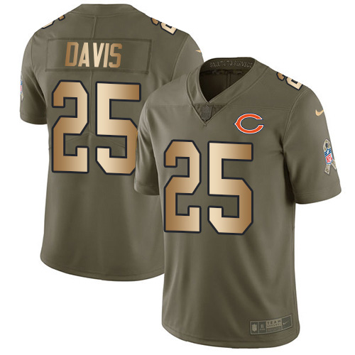 Nike Bears #25 Mike Davis Olive/Gold Men's Stitched NFL Limited 2017 Salute To Service Jersey