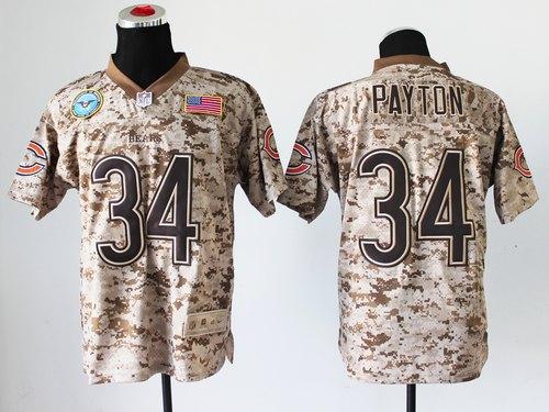 Nike Bears #34 Walter Payton Camo Men's Stitched NFL New Elite USMC Jersey