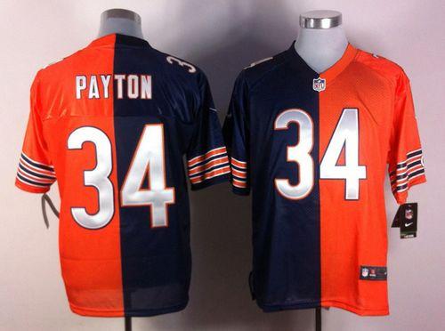 Nike Bears #34 Walter Payton Navy Blue/Orange Men's Stitched NFL Elite Split Jersey