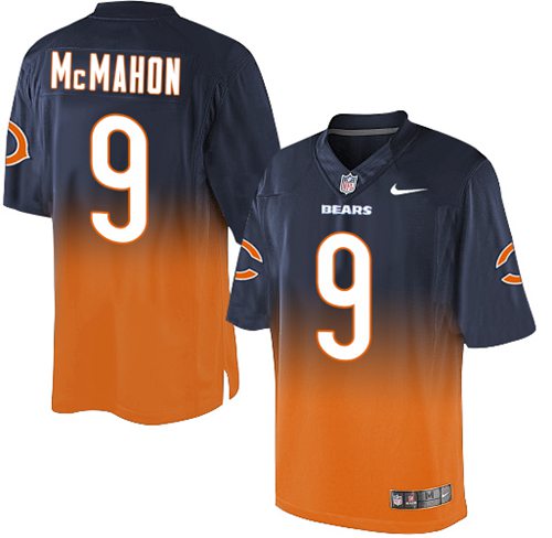 Nike Bears #9 Jim McMahon Navy Blue/Orange Men's Stitched NFL Elite Fadeaway Fashion Jersey