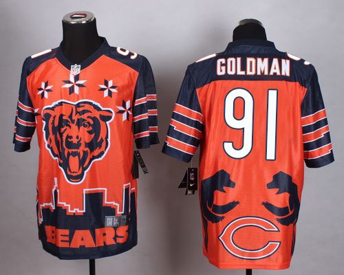 Nike Bears #91 Eddie Goldman Orange Men's Stitched NFL Elite Noble Fashion Jersey