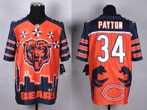 Nike Bears #34 Walter Payton Orange Men's Stitched NFL Elite Noble Fashion Jersey