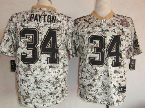 Nike Bears #34 Walter Payton Camo Men's Stitched NFL Elite USMC Jersey
