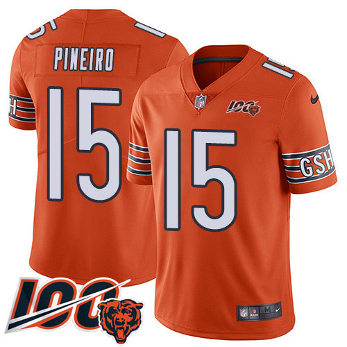 Nike Bears #15 Eddy Pineiro Orange Men's 100th Season Stitched NFL Limited Rush Jersey