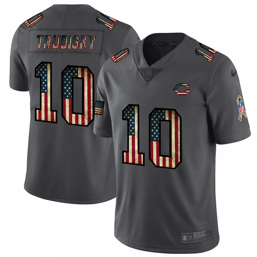 Chicago Bears #10 Mitchell Trubisky Nike 2018 Salute to Service Retro USA Flag Limited NFL Jersey