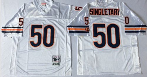 Mitchell&Ness Bears #50 Mike Singletary White Small No. Throwback Stitched NFL Jersey