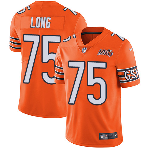 Nike Bears #75 Kyle Long Orange Men's 100th Season Stitched NFL Limited Rush Jersey