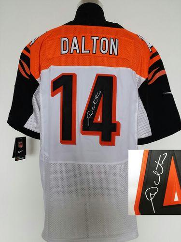 Nike Bengals #14 Andy Dalton White Men's Stitched NFL Elite Autographed Jersey