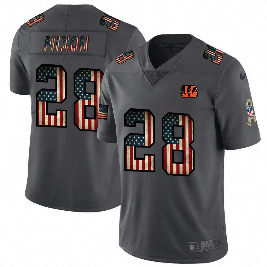 Cincinnati Bengals #28 Joe Mixon Nike 2018 Salute to Service Retro USA Flag Limited NFL Jersey