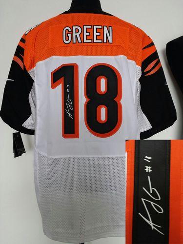 Nike Bengals #18 A.J. Green White Men's Stitched NFL Elite Autographed Jersey