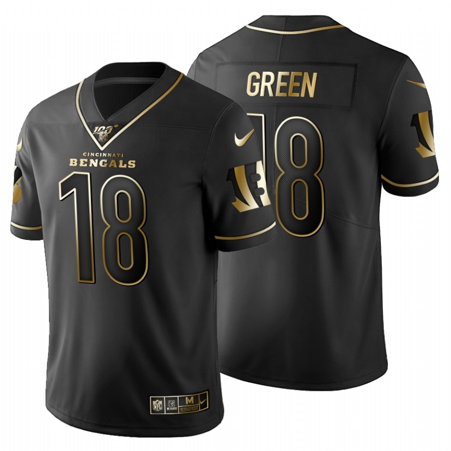 Cincinnati Bengals #18 A.J. Green Men's Nike Black Golden Limited NFL 100 Jersey