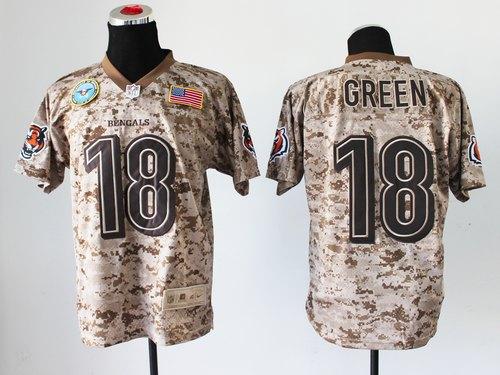 Nike Bengals #18 A.J. Green Camo Men's Stitched NFL New Elite USMC Jersey