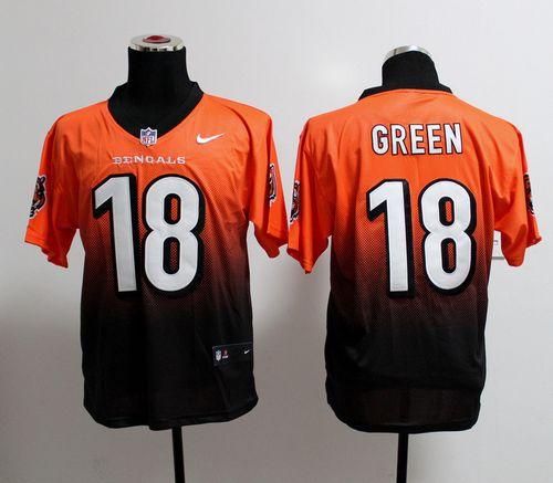 Nike Bengals #18 A.J. Green Orange/Black Men's Stitched NFL Elite Fadeaway Fashion Jersey