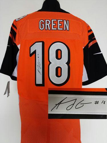 Nike Bengals #18 A.J. Green Orange Alternate Men's Stitched NFL Elite Autographed Jersey