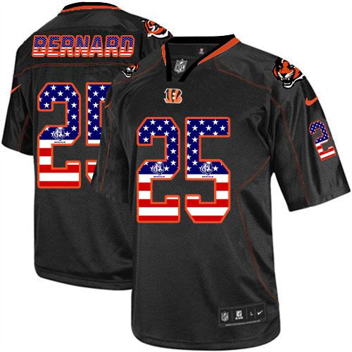 Nike Bengals #25 Giovani Bernard Black Men's Stitched NFL Elite USA Flag Fashion Jersey