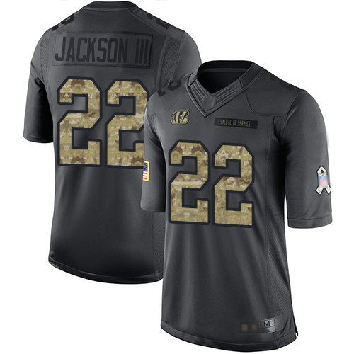 Nike Bengals #22 William Jackson III Black Men's Stitched NFL Limited 2016 Salute to Service Jersey