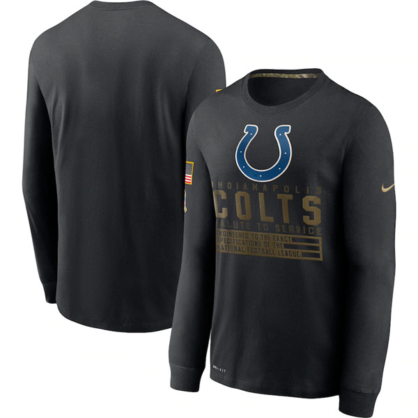 Men's Indianapolis Colts Black Salute To Service Sideline Performance Long Sleeve T-Shirt 2020