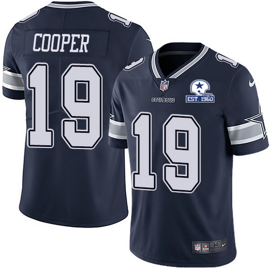 Men's Dallas Cowboys #19 Amari Cooper Navy With Established In 1960 Patch Limited Stitched Jersey