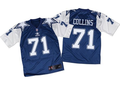 Nike Cowboys #71 La'el Collins Navy Blue/White Throwback Men's Stitched NFL Elite Jersey