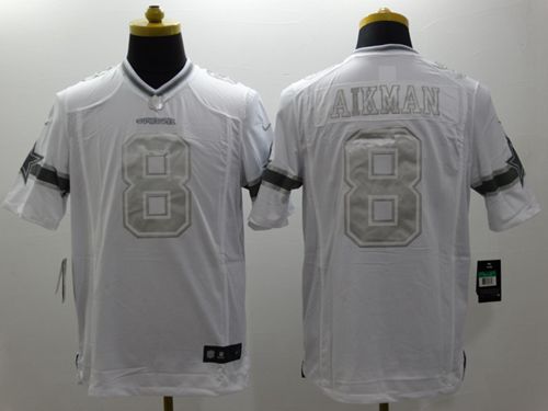 Nike Cowboys #8 Troy Aikman White Men's Stitched NFL Limited Platinum Jersey