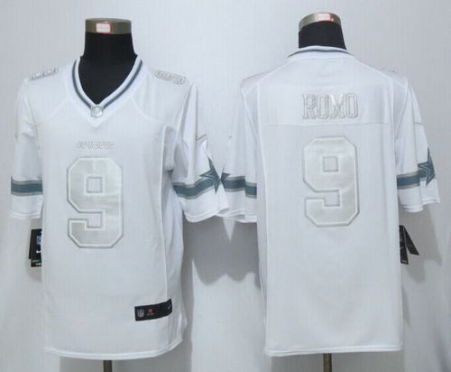 Nike Cowboys #9 Tony Romo White Men's Stitched NFL Limited Platinum Jersey