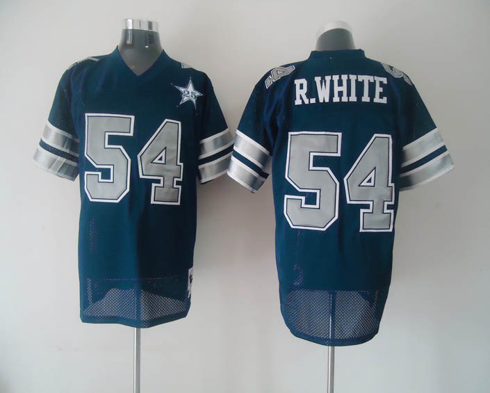 Mitchell & Ness Cowboys #54 Randy White Blue With 25th Patch Stitched Throwback NFL Jersey