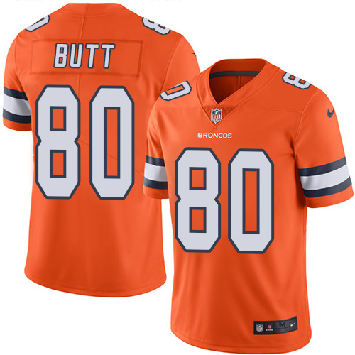 Nike Broncos #80 Jake Butt Orange Men's Stitched NFL Limited Rush Jersey