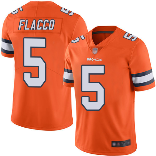 Nike Broncos #5 Joe Flacco Orange Men's Stitched NFL Limited Rush Jersey