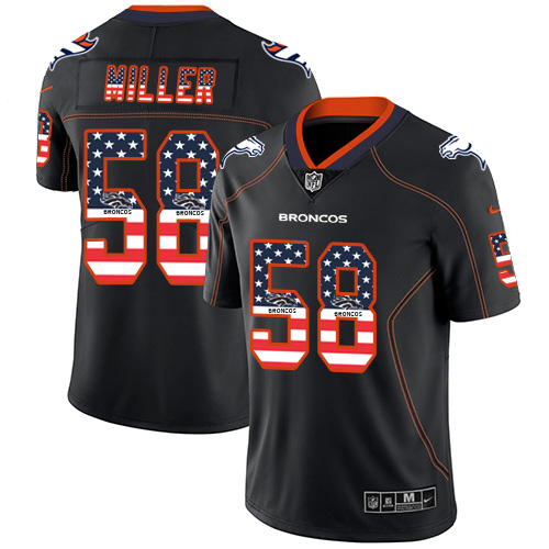 Nike Broncos #58 Von Miller Black Men's Stitched NFL Limited Rush USA Flag Jersey