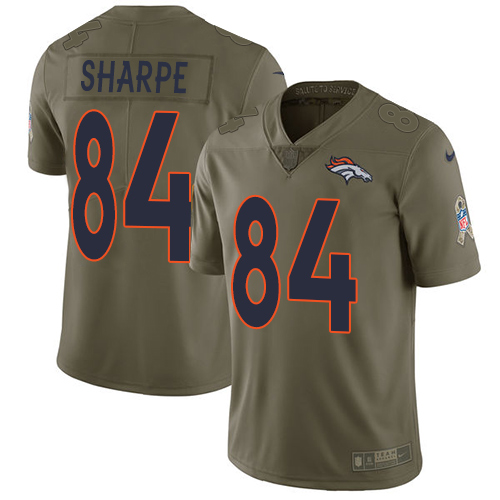 Nike Broncos #84 Shannon Sharpe Olive Men's Stitched NFL Limited 2017 Salute to Service Jersey