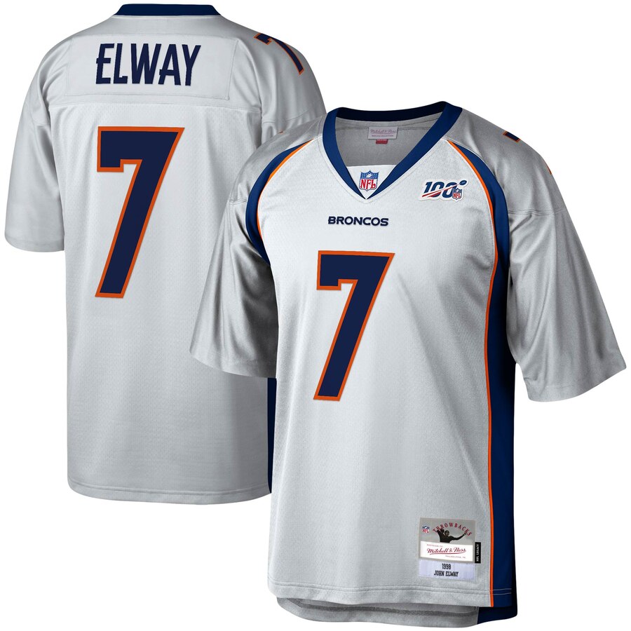 Denver Broncos #7 John Elway Mitchell & Ness NFL 100 Retired Player Platinum Jersey